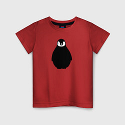 Футболка хлопковая детская Пингвин мылыш трафарет, цвет: красный