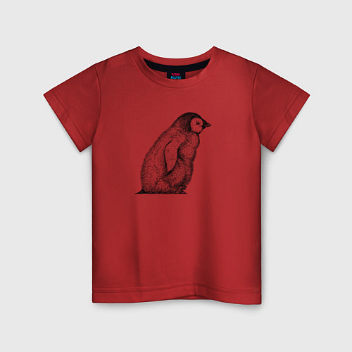 Детская футболка Пингвинёнок сбоку / Красный – фото 1