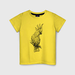 Футболка хлопковая детская Попугай какаду на ветке, цвет: желтый