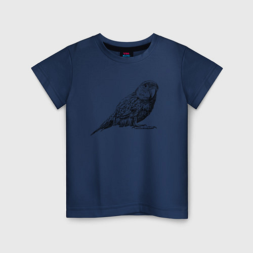 Детская футболка Любопытный попугай / Тёмно-синий – фото 1