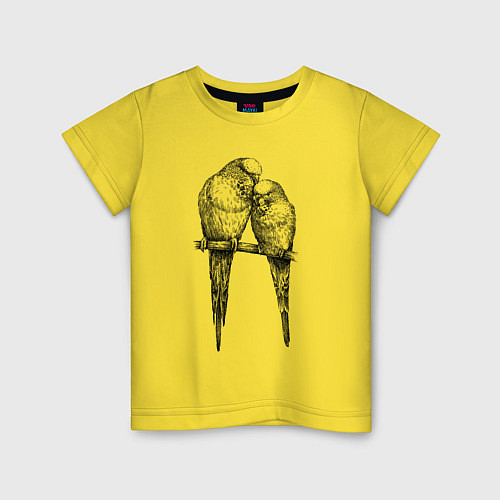 Детская футболка Попугаи-неразлучники / Желтый – фото 1