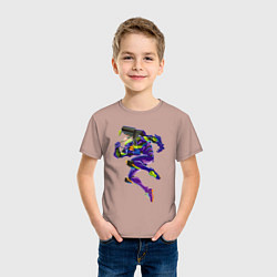 Футболка хлопковая детская Био-робот евангелион 01, цвет: пыльно-розовый — фото 2