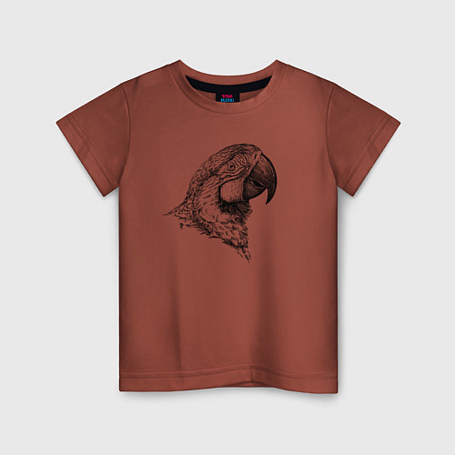 Детская футболка Голова попугая ара / Кирпичный – фото 1