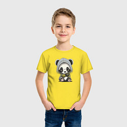 Футболка хлопковая детская Грустная панда, цвет: желтый — фото 2