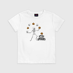 Футболка хлопковая детская Stay spooky, цвет: белый