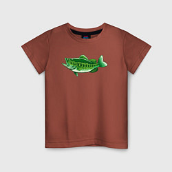 Футболка хлопковая детская Зелёная рыбка, цвет: кирпичный