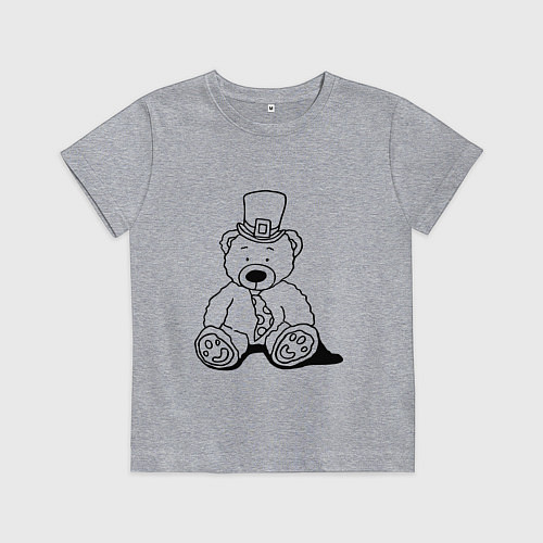 Детская футболка Плюшевый мишка лепрекон - раскраска / Меланж – фото 1