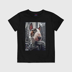 Детская футболка Dude bull terrier in New York - ai art