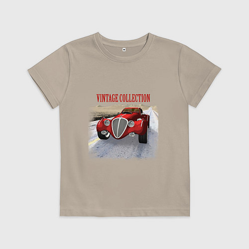 Детская футболка Винтажный автомобиль / Миндальный – фото 1