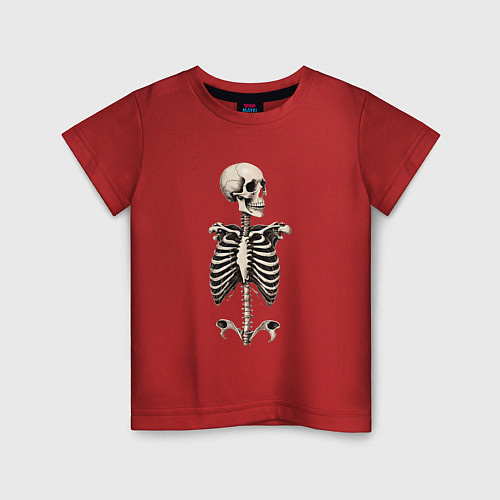 Детская футболка Улыбающийся скелет / Красный – фото 1