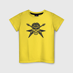 Футболка хлопковая детская Skull rock, цвет: желтый