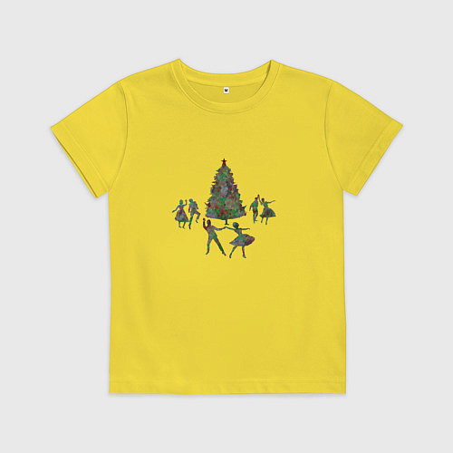 Детская футболка Танцы у елки / Желтый – фото 1