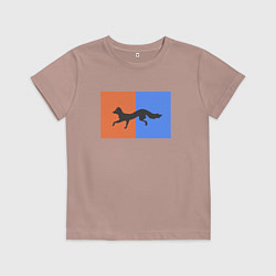 Футболка хлопковая детская Лиса силуэт, цвет: пыльно-розовый