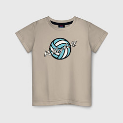 Футболка хлопковая детская Azure volleyball, цвет: миндальный