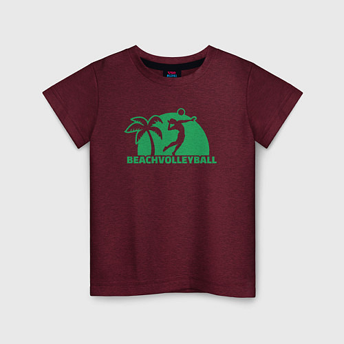 Детская футболка Green beach volleyball / Меланж-бордовый – фото 1