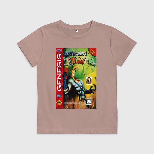 Детская футболка Earth worm jim cover / Пыльно-розовый – фото 1