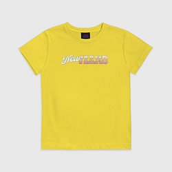 Футболка хлопковая детская Newjeans logo, цвет: желтый