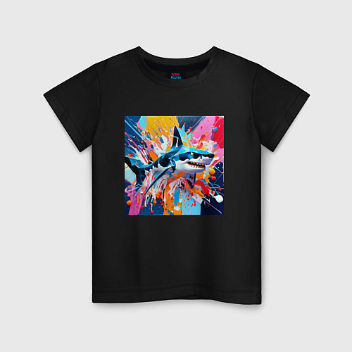 Детская футболка Акула в краске / Черный – фото 1
