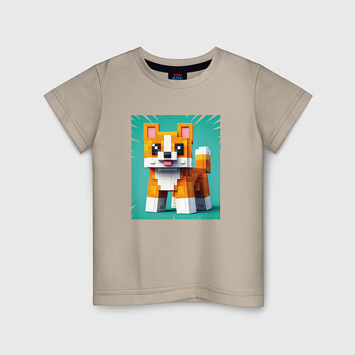 Детская футболка Собака в кубическом мире / Миндальный – фото 1