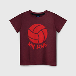 Футболка хлопковая детская Volleyball my love, цвет: меланж-бордовый