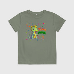 Футболка хлопковая детская Новогодний дракон желает удачи, цвет: авокадо