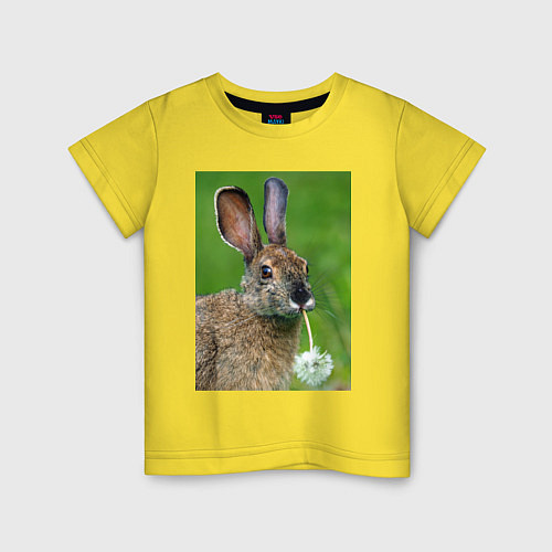 Детская футболка Зайчик с одуванчиком / Желтый – фото 1