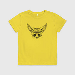 Футболка хлопковая детская Фенек в кепке, цвет: желтый