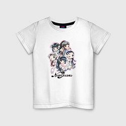 Футболка хлопковая детская NewJeans album Get Up chibi style, цвет: белый