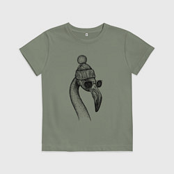 Футболка хлопковая детская Фламинго модный, цвет: авокадо