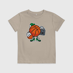 Футболка хлопковая детская Хип-хоп баскетбол, цвет: миндальный