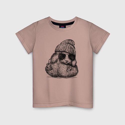 Детская футболка Толстый хомяк хипстер / Пыльно-розовый – фото 1