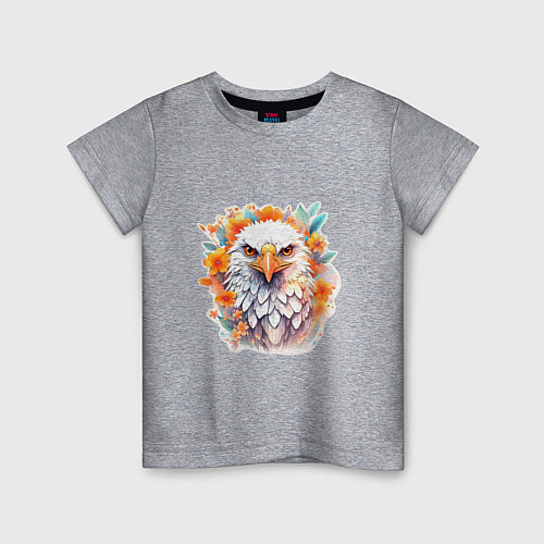 Детская футболка Орел в цветах / Меланж – фото 1