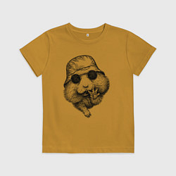 Футболка хлопковая детская Хомяк в панаме, цвет: горчичный