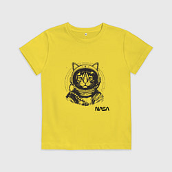 Футболка хлопковая детская Кот - космонавт - nasa, цвет: желтый