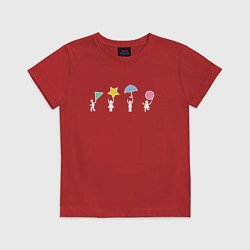 Футболка хлопковая детская Значки игры - Игра в кальмара, цвет: красный