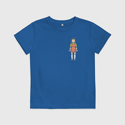 Футболка хлопковая детская Кукла из Игры кальмара, цвет: синий
