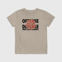 Футболка хлопковая детская Защита выигрывает чемпионаты, цвет: миндальный