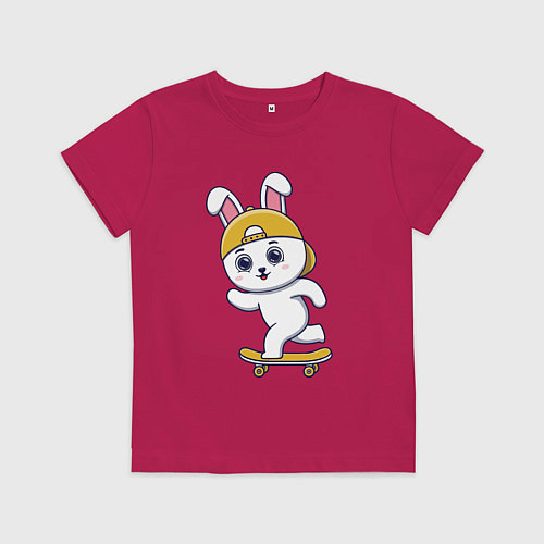 Детская футболка Зайка скейтер / Маджента – фото 1