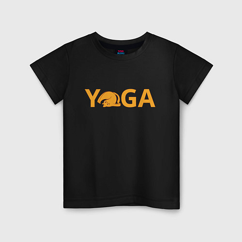 Детская футболка Йога кот / Черный – фото 1