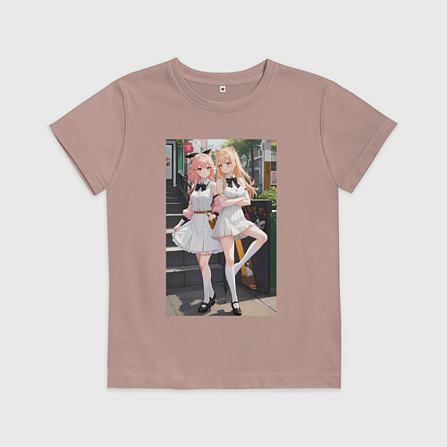 Детская футболка Милые аниме тян / Пыльно-розовый – фото 1