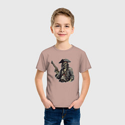 Футболка хлопковая детская Призрачный пират, цвет: пыльно-розовый — фото 2