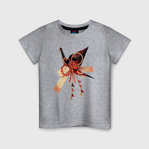 Детская футболка Мидзухики: журавлик и бубенцы / Меланж – фото 1