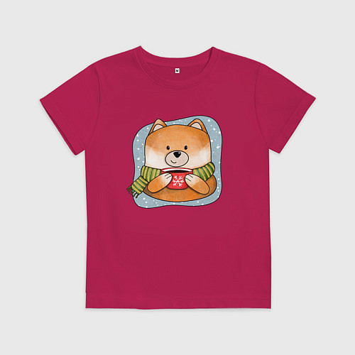 Детская футболка Лис и кофе / Маджента – фото 1