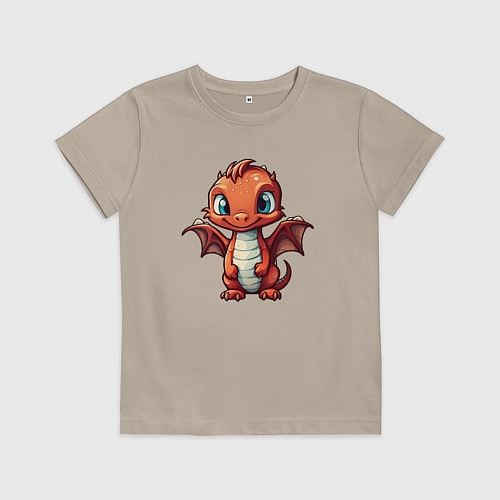 Детская футболка Дракоша карминный шустрик / Миндальный – фото 1