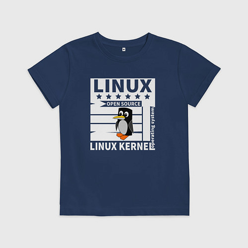 Детская футболка Пингвин программист системы линукс / Тёмно-синий – фото 1