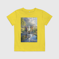 Футболка хлопковая детская Фрирен провожающая в путь, цвет: желтый