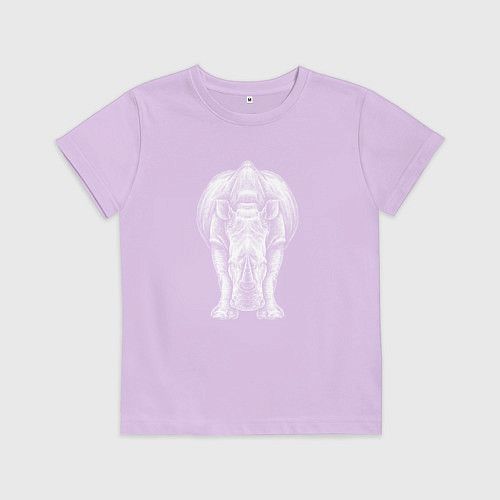 Детская футболка Носорог белый / Лаванда – фото 1