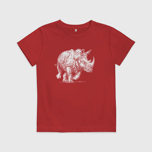 Детская футболка Белый носорог бежит / Красный – фото 1