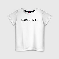 Футболка хлопковая детская I cant sleep, цвет: белый