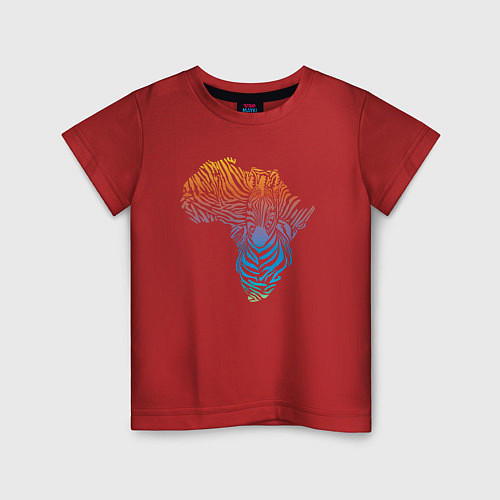 Детская футболка Разноцветная зебра / Красный – фото 1